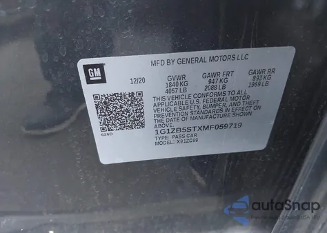 2021 Chevrolet Malibu Fwd Ls из США, поврежденный, VIN 1G1ZB5STXMF059719